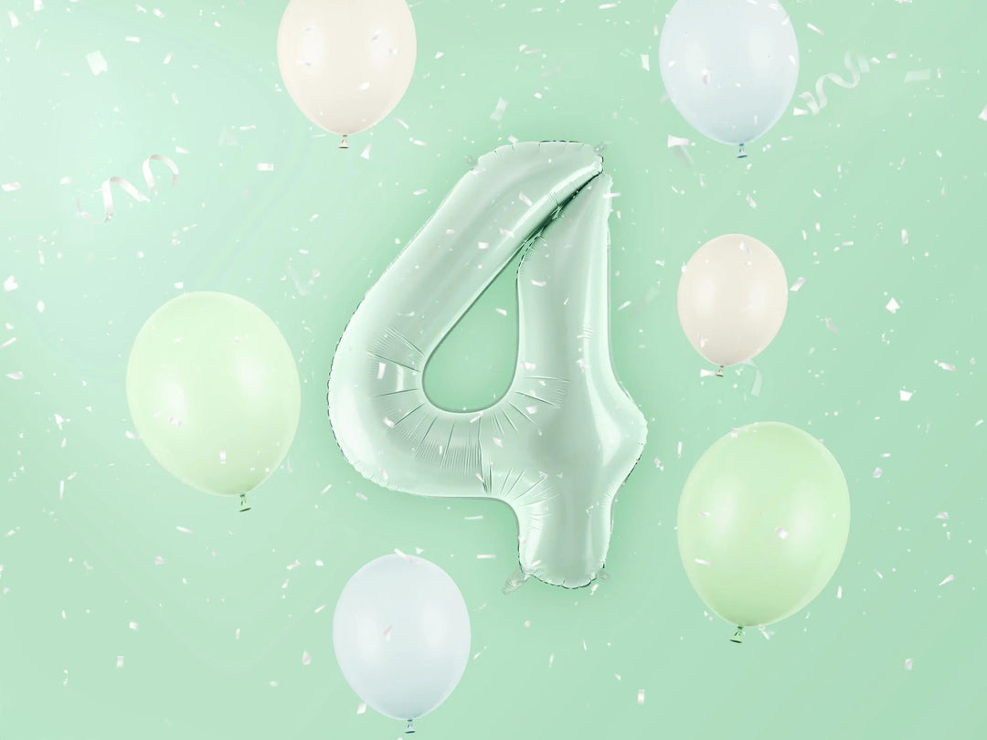 Pastel Green Number 4 Balloon - Large Light Mint Green Foil 4 balloon - Birthday Balloon - Party Decorations - 72cm Balloon - 30" Balloon - Jolie Fete UK