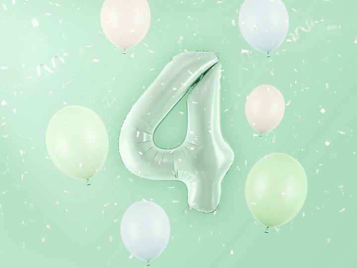 Pastel Green Number 4 Balloon - Large Light Mint Green Foil 4 balloon - Birthday Balloon - Party Decorations - 72cm Balloon - 30" Balloon - Jolie Fete UK