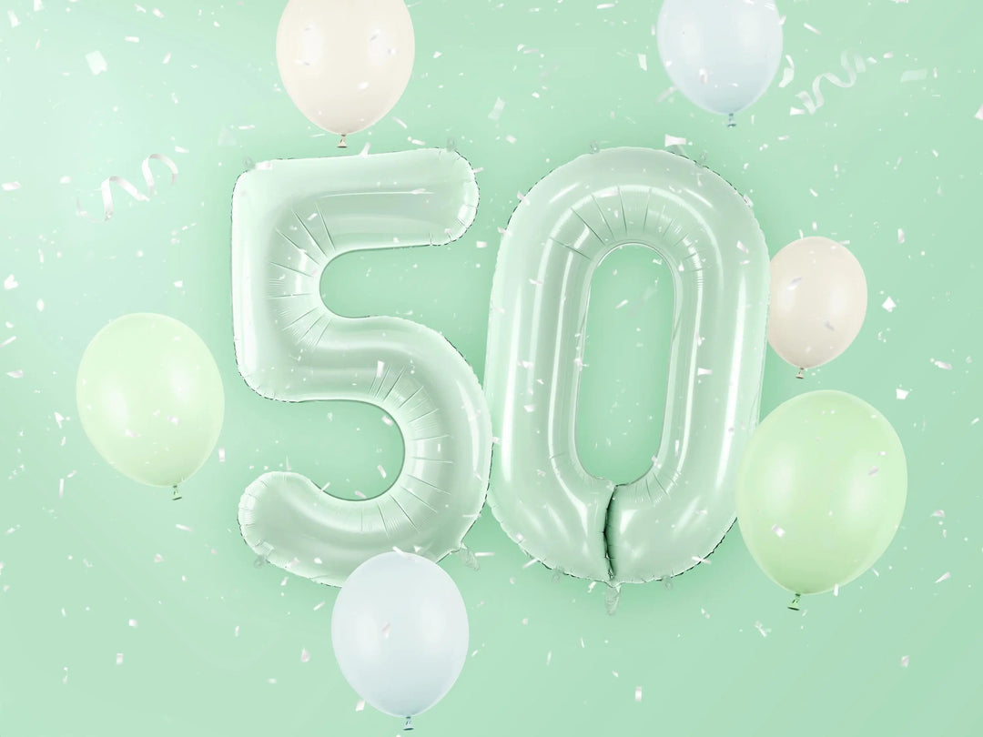 Pastel Green Number 5 Balloon - Large Light Mint Green Foil 5 balloon - Birthday Balloon - Party Decorations - 72cm Balloon - 30" Balloon - Jolie Fete UK