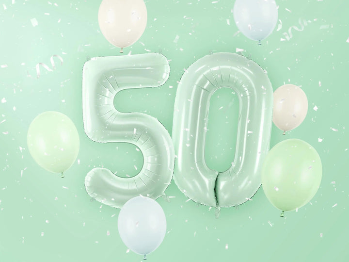 Pastel Green Number 5 Balloon - Large Light Mint Green Foil 5 balloon - Birthday Balloon - Party Decorations - 72cm Balloon - 30" Balloon - Jolie Fete UK