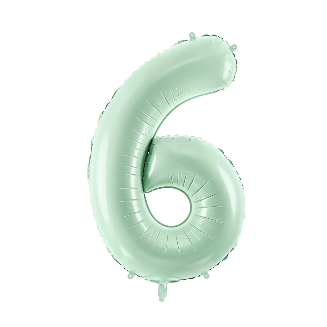 Pastel Green Number 6 Balloon - Large Light Mint Green Foil 6 balloon - Birthday Balloon - Party Decorations - 72cm Balloon - 30" Balloon - Jolie Fete UK