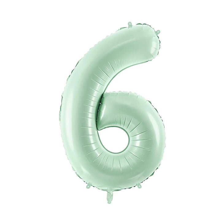 Pastel Green Number 6 Balloon - Large Light Mint Green Foil 6 balloon - Birthday Balloon - Party Decorations - 72cm Balloon - 30" Balloon - Jolie Fete UK