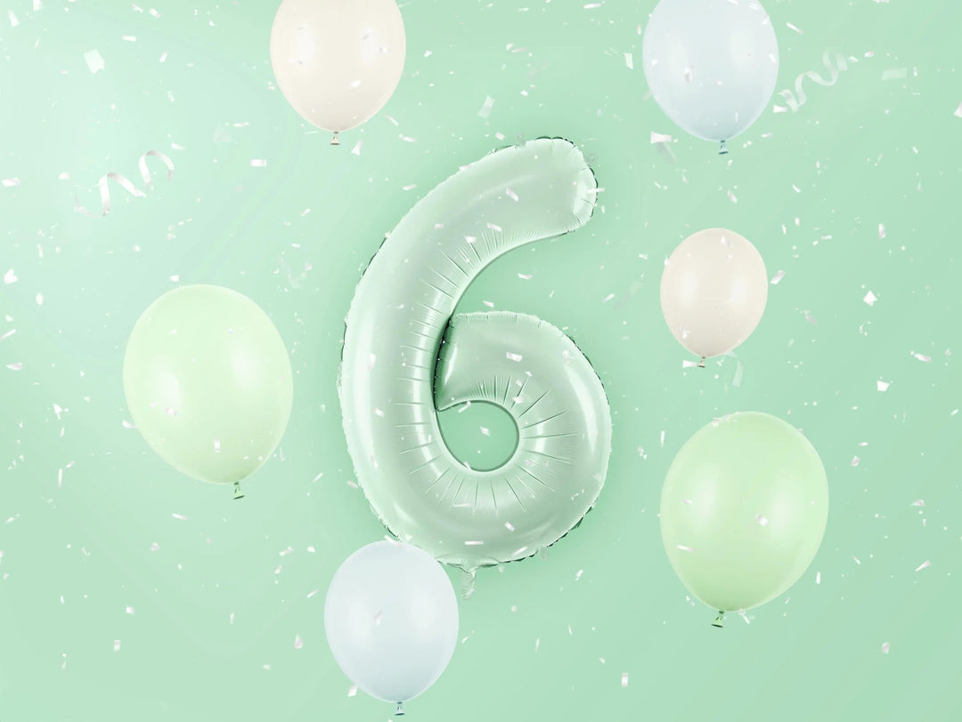 Pastel Green Number 6 Balloon - Large Light Mint Green Foil 6 balloon - Birthday Balloon - Party Decorations - 72cm Balloon - 30" Balloon - Jolie Fete UK