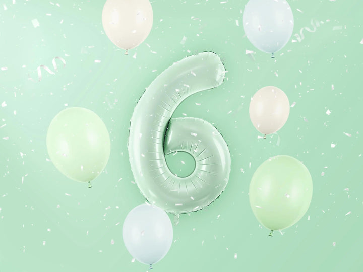Pastel Green Number 6 Balloon - Large Light Mint Green Foil 6 balloon - Birthday Balloon - Party Decorations - 72cm Balloon - 30" Balloon - Jolie Fete UK