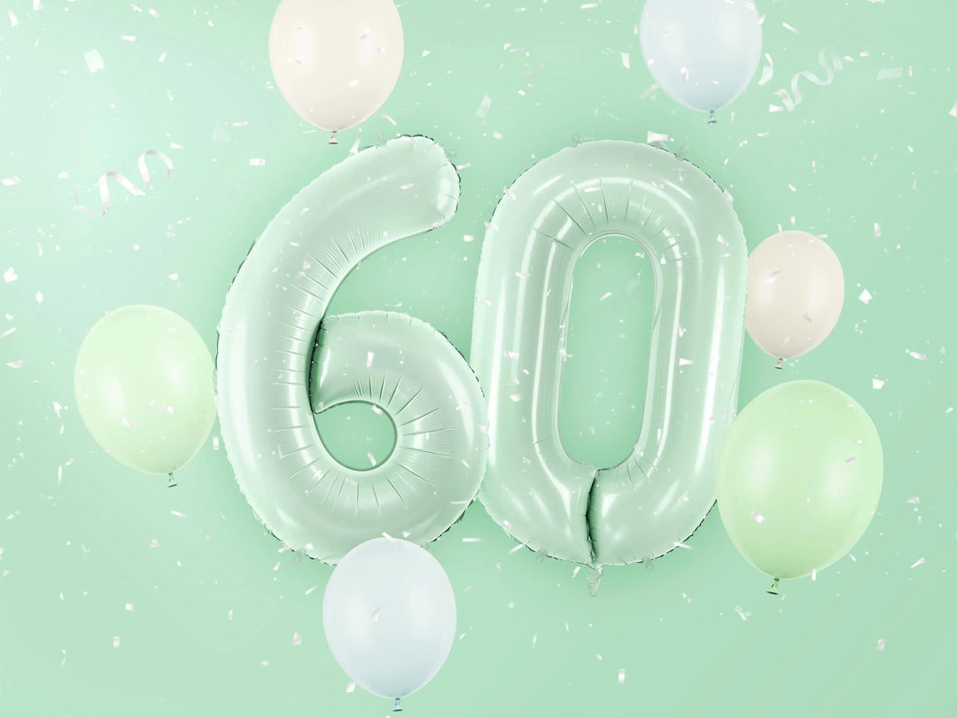 Pastel Green Number 6 Balloon - Large Light Mint Green Foil 6 balloon - Birthday Balloon - Party Decorations - 72cm Balloon - 30" Balloon - Jolie Fete UK