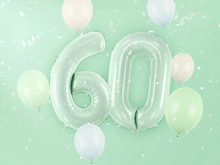 Pastel Green Number 6 Balloon - Large Light Mint Green Foil 6 balloon - Birthday Balloon - Party Decorations - 72cm Balloon - 30" Balloon - Jolie Fete UK