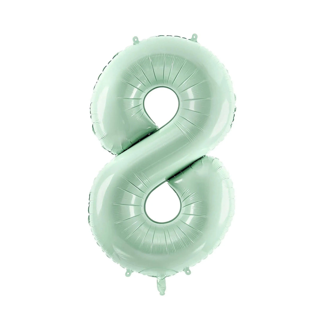 Pastel Green Number 8 Balloon - Large Light Mint Green Foil 8 balloon - Birthday Balloon - Party Decorations - 72cm Balloon - 30" Balloon - Jolie Fete UK