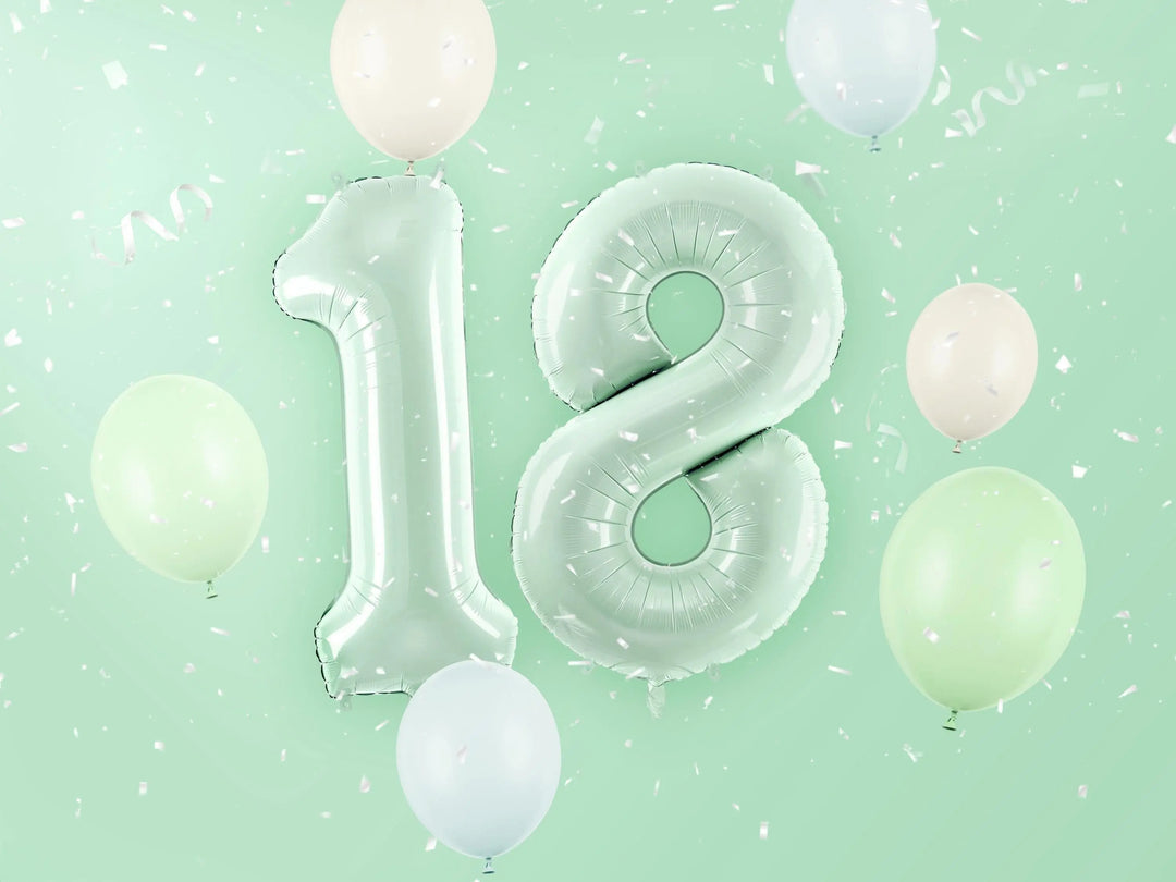 Pastel Green Number 8 Balloon - Large Light Mint Green Foil 8 balloon - Birthday Balloon - Party Decorations - 72cm Balloon - 30" Balloon - Jolie Fete UK