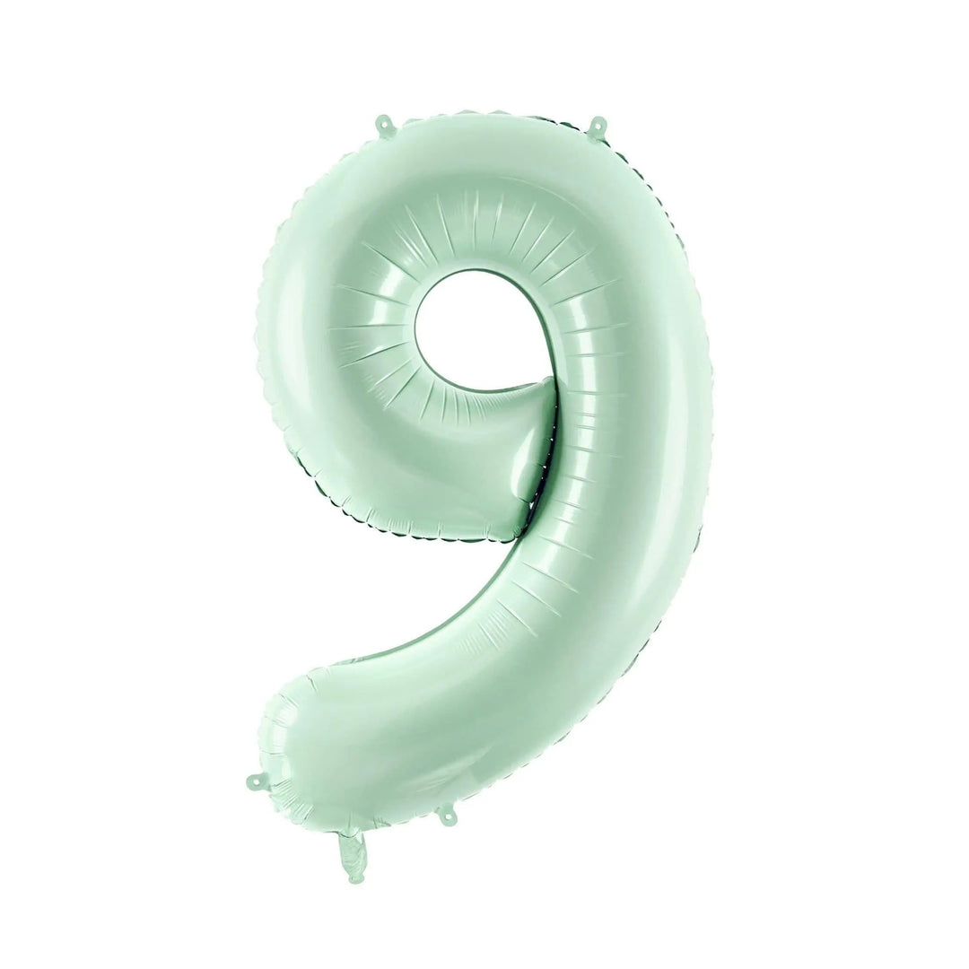 Pastel Green Number 9 Balloon - Large Light Mint Green Foil 9 balloon - Birthday Balloon - Party Decorations - 72cm Balloon - 30" Balloon - Jolie Fete UK
