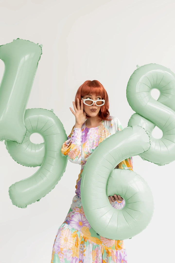 Pastel Green Number 9 Balloon - Large Light Mint Green Foil 9 balloon - Birthday Balloon - Party Decorations - 72cm Balloon - 30" Balloon - Jolie Fete UK