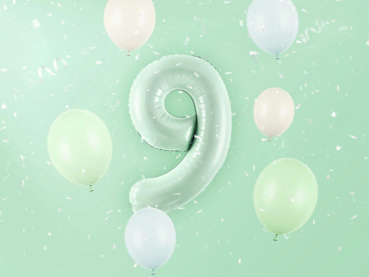 Pastel Green Number 9 Balloon - Large Light Mint Green Foil 9 balloon - Birthday Balloon - Party Decorations - 72cm Balloon - 30" Balloon - Jolie Fete UK