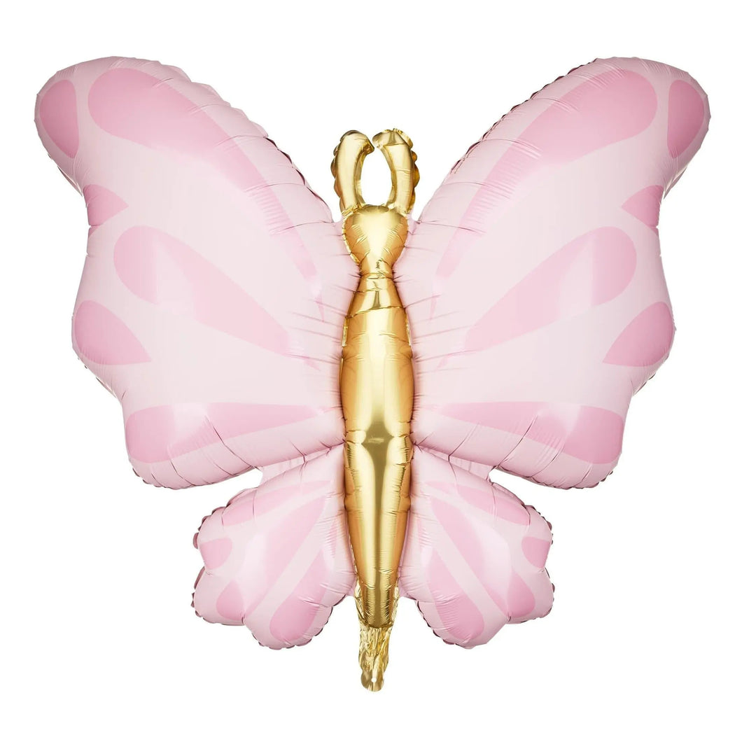 Butterfly Balloon - Large Pink Butterfly Foil Balloon - Pink & Gold - Unicorn Birthday Decorations - Unicorn Party Supplies - Jolie Fete UK