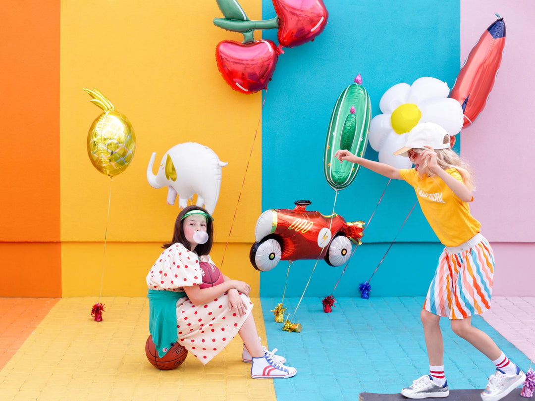 Racing Car Balloon - Large Red Racing Car Foil Balloon - Air Or Helium Fill - Racing Car Party - F1 Theme - Kids Birthday Party Supplies - Jolie Fete UK