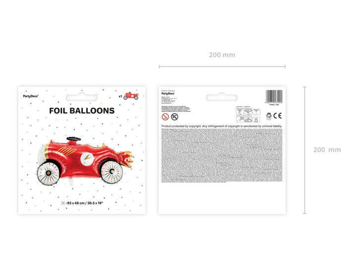Racing Car Balloon - Large Red Racing Car Foil Balloon - Air Or Helium Fill - Racing Car Party - F1 Theme - Kids Birthday Party Supplies - Jolie Fete UK