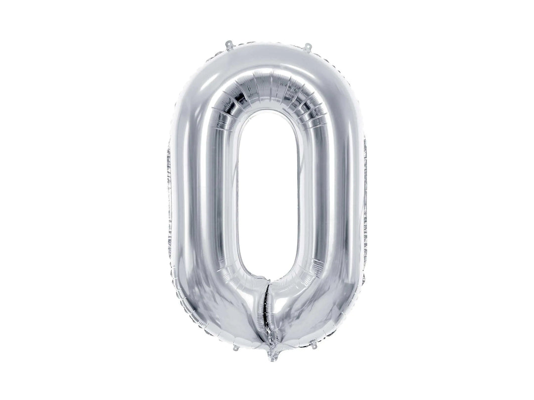 Silver Number 0 Balloon - Large Silver Foil 0 balloon - Birthday Balloon - Party Decorations - 72cm Balloon - 30" Balloon - Jolie Fete UK