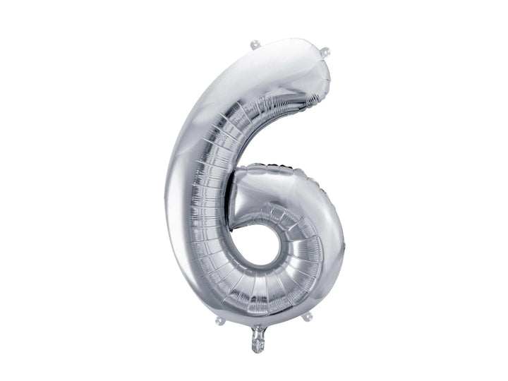 Silver Number 6 Balloon - Large Silver Foil 6 balloon - Birthday Balloon - Party Decorations - 72cm Balloon - 30" Balloon - Jolie Fete UK