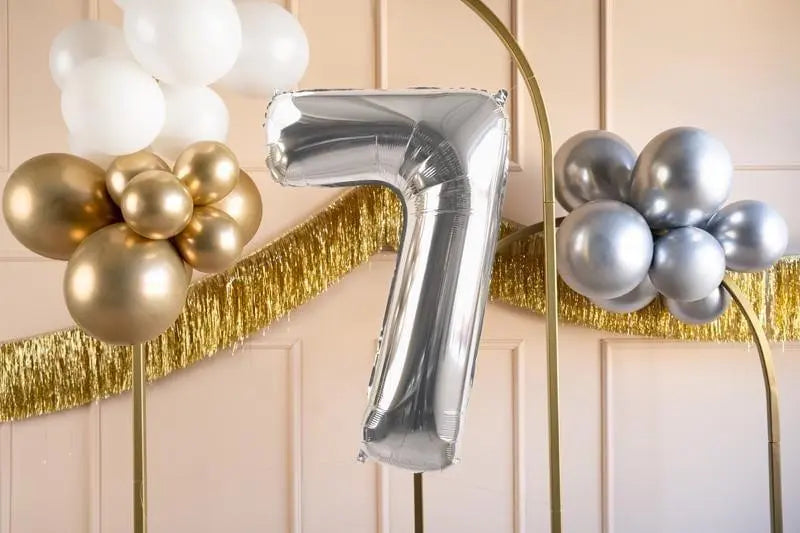 Silver Number 7 Balloon - Large Silver Foil 7 balloon - Birthday Balloon - Party Decorations - 72cm Balloon - 30" Balloon - Jolie Fete UK