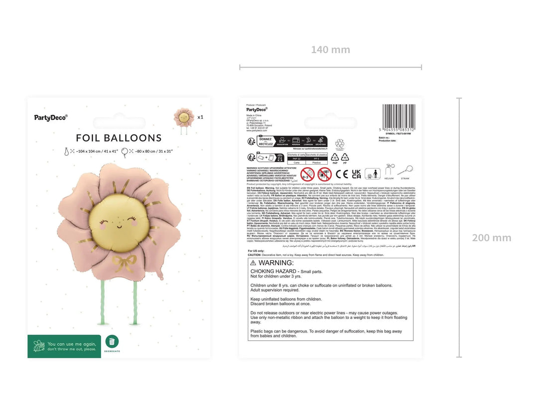 Pink Flower Balloon - Large 'Standing' Blush Pink Foil Balloon - Helium Fill Walking Balloon - Kids Birthday -Nature Outdoors-Garden Parties - Jolie Fete UK