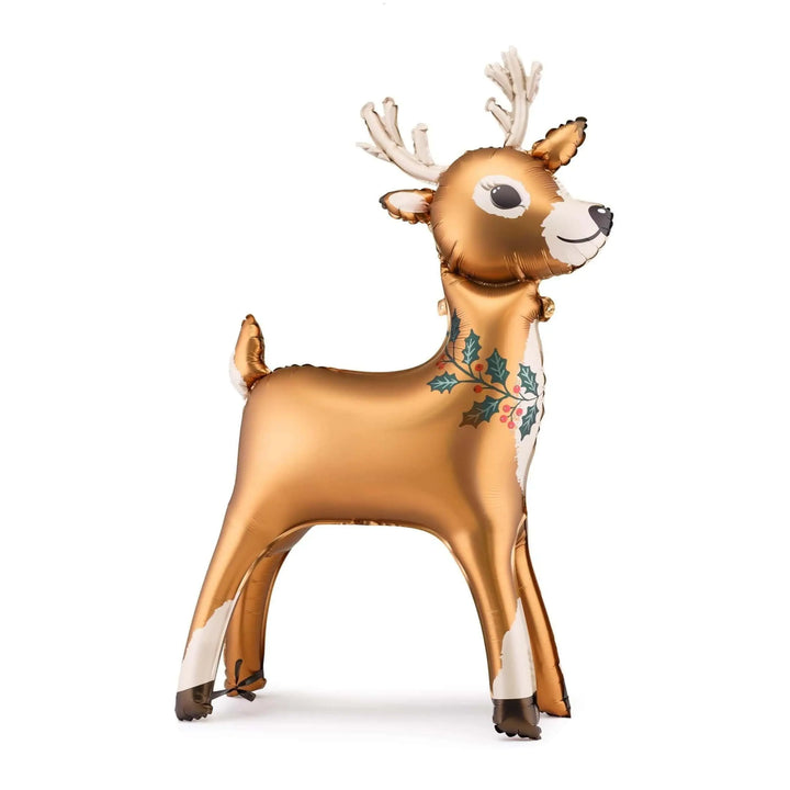Large Standing Reindeer Foil Balloon - Large Christmas Decorations - Festive Party Balloons - Xmas Supplies - Inflate With Air - Jolie Fete UK