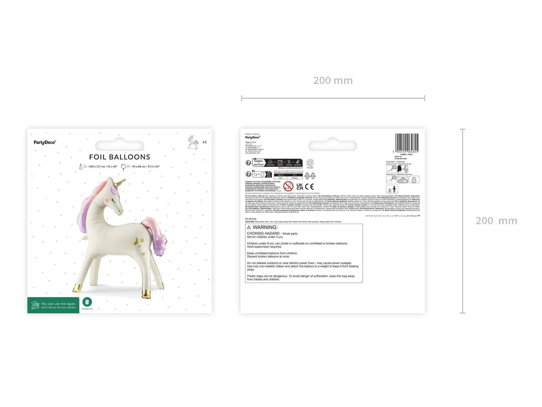 Unicorn Balloon - Large Standing Unicorn Balloon - Cream, Pastel Pink & Gold Foil Balloon-Unicorn Birthday Decorations - Unicorn Party - Jolie Fete UK