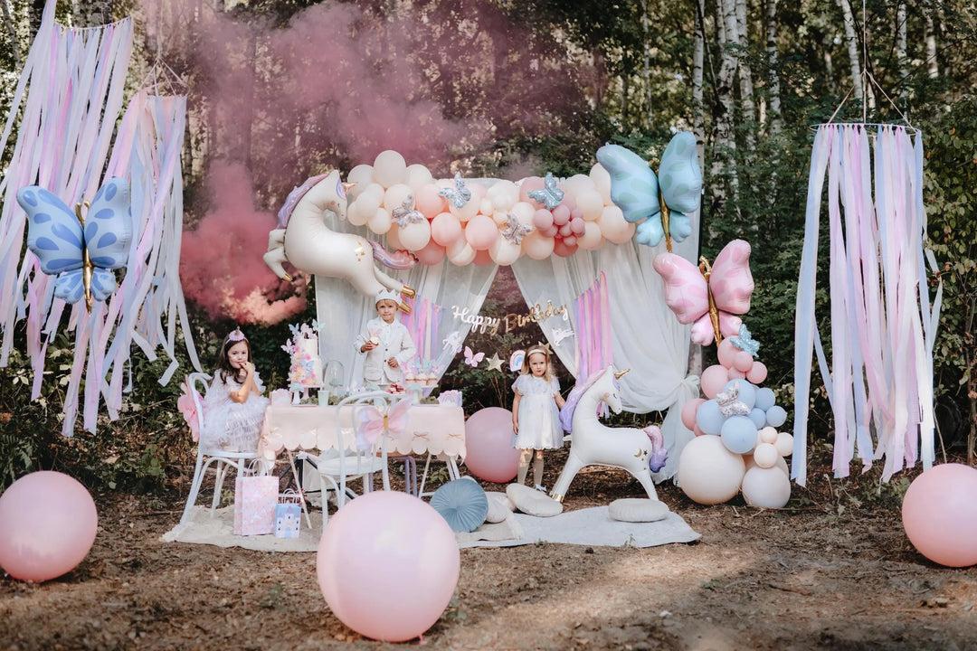 Unicorn Balloon - Large Standing Unicorn Balloon - Cream, Pastel Pink & Gold Foil Balloon-Unicorn Birthday Decorations - Unicorn Party - Jolie Fete UK