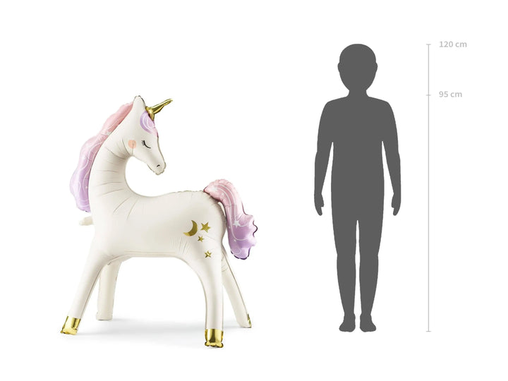 Unicorn Balloon - Large Standing Unicorn Balloon - Cream, Pastel Pink & Gold Foil Balloon-Unicorn Birthday Decorations - Unicorn Party - Jolie Fete UK