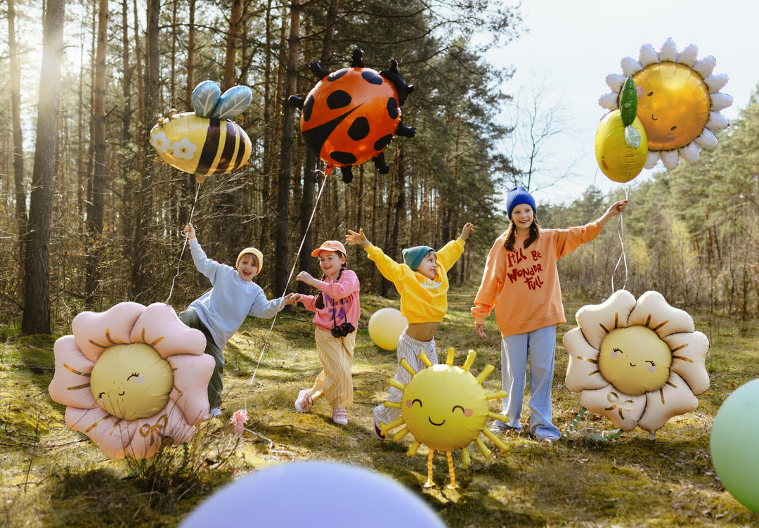 Yellow Sun Balloon - Large 'Standing' Yellow Sun Foil Balloon - Helium Fill Walking Balloon - Kids Birthday - Nature Outdoors-Garden Parties - Jolie Fete UK