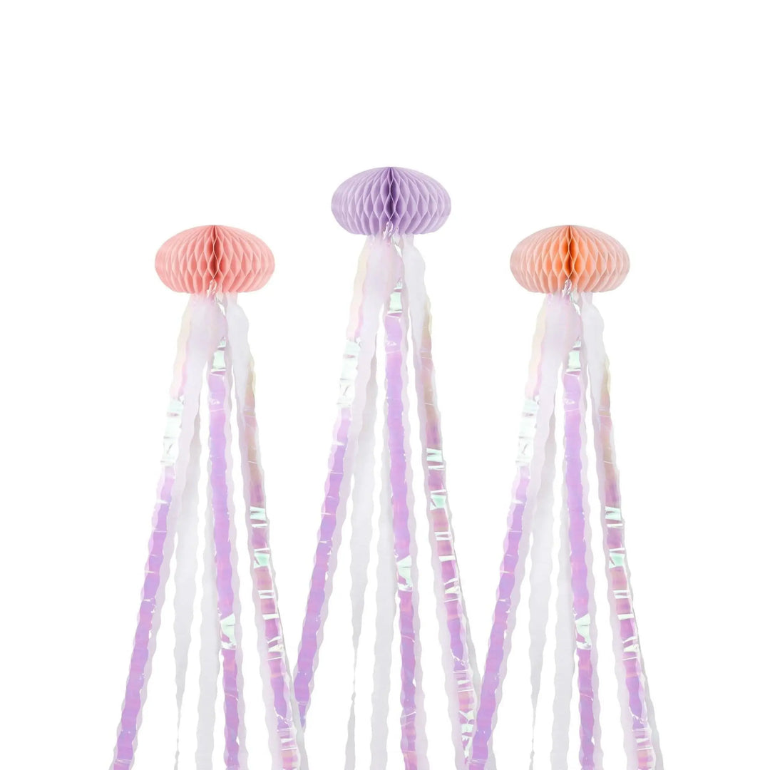 Large Tissue Jellyfish Hanging Decorations - Mermaid Theme - Under the Sea Party -Mermaid Backdrop-Party Decor-Kids Birthday Party-Pack Of 3 - Jolie Fete UK