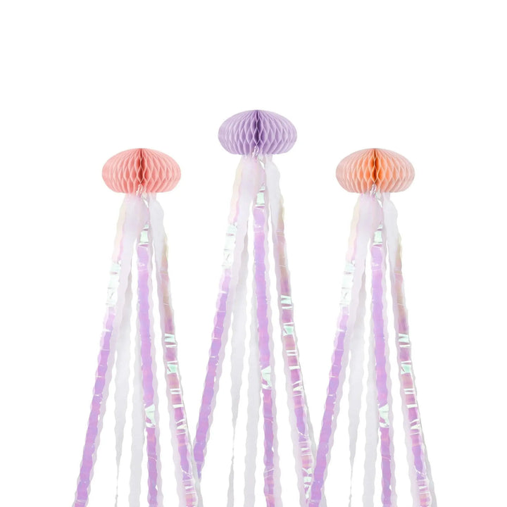 Large Tissue Jellyfish Hanging Decorations - Mermaid Theme - Under the Sea Party -Mermaid Backdrop-Party Decor-Kids Birthday Party-Pack Of 3 - Jolie Fete UK