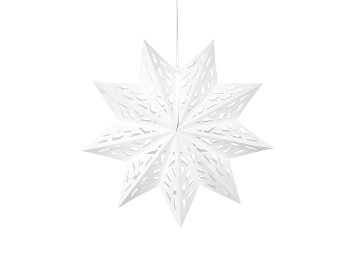 Large White Paper Star - 50cm White Paper Star Hanging Christmas Decoration - 3D Contemporary Decor - Holiday Decor - White Star - Jolie Fete UK