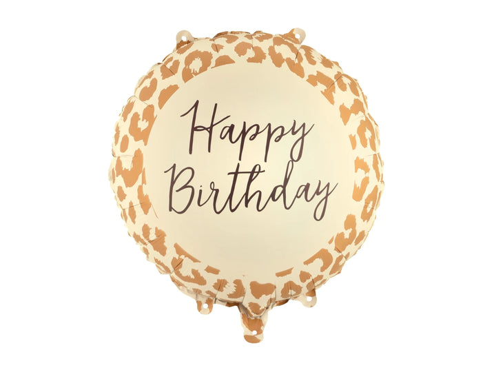 Leopard Print Happy Birthday Balloon - Safari Foil Balloon - Jungle Party Decor - Round Birthday Balloon -Wild One Theme-Kids Birthday Party - Jolie Fete UK