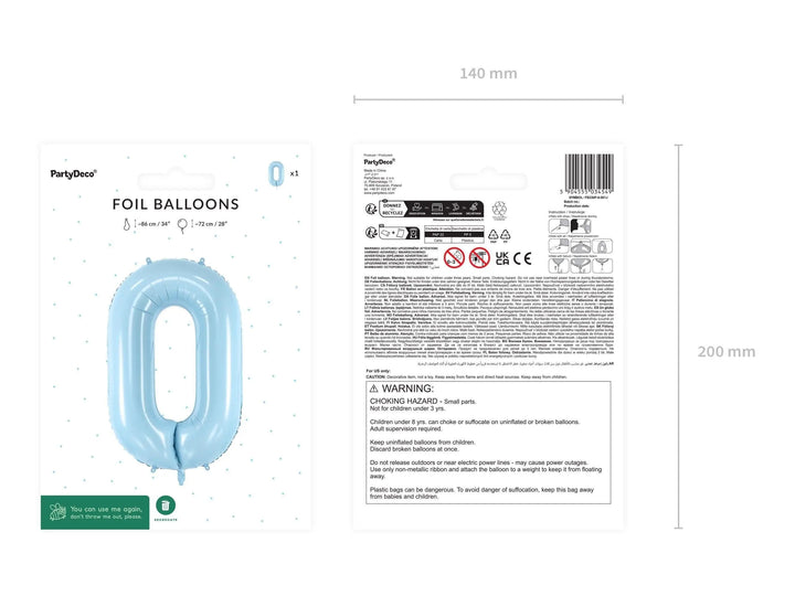 Light blue Number 2 Balloon - Large Baby blue Foil 2 balloon - Birthday Balloon - Party Decorations - 72cm Balloon - 30" Balloon - Jolie Fete UK