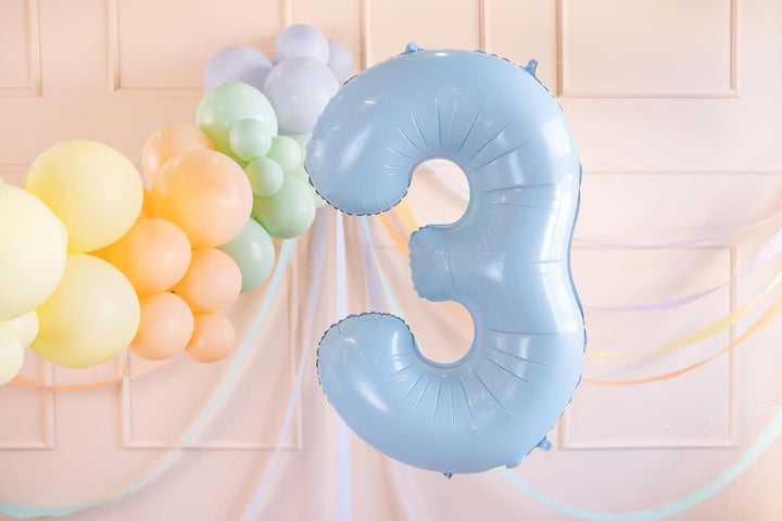 Light Blue Number 3 Balloon - Large Baby Blue Foil 3 balloon - Birthday Balloon - Party Decorations - 72cm Balloon - 30" Balloon - Jolie Fete UK