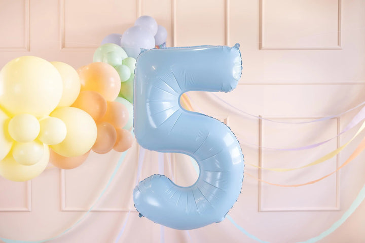 Light Blue Number 5 Balloon - Large Baby Blue Foil 5 balloon - Birthday Balloon - Party Decorations - 72cm Balloon - 30" Balloon - Jolie Fete UK