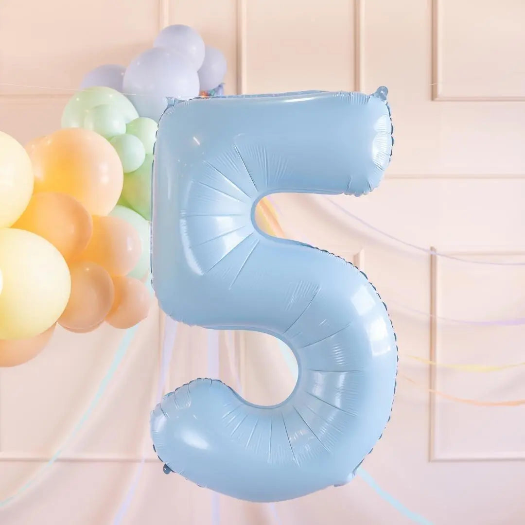 Light Blue Number 5 Balloon - Large Baby Blue Foil 5 balloon - Birthday Balloon - Party Decorations - 72cm Balloon - 30" Balloon - Jolie Fete UK