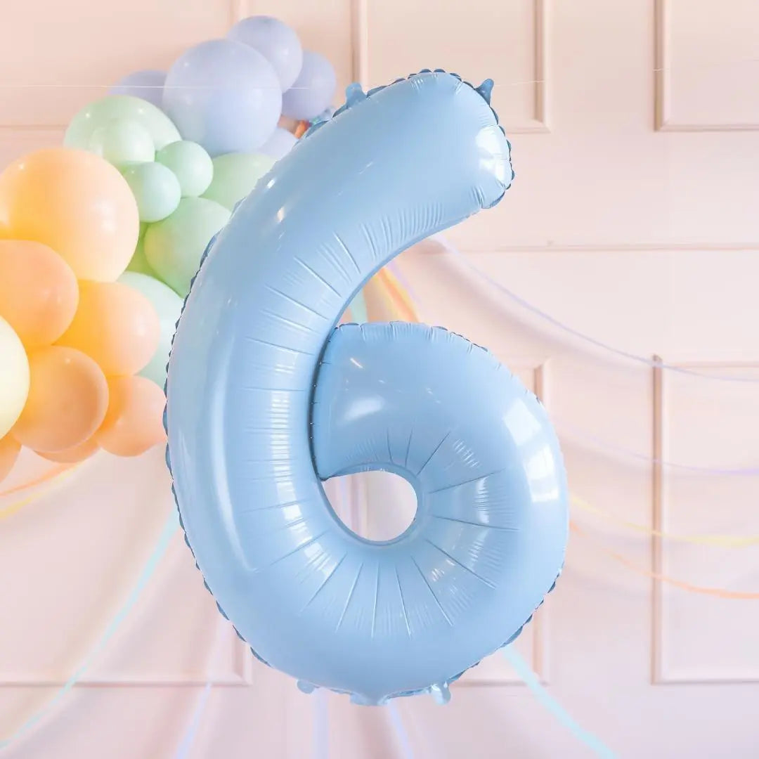 Light blue Number 6 Balloon - Large Baby Blue Foil 6 balloon - Birthday Balloon - Party Decorations - 72cm Balloon - 30" Balloon - Jolie Fete UK