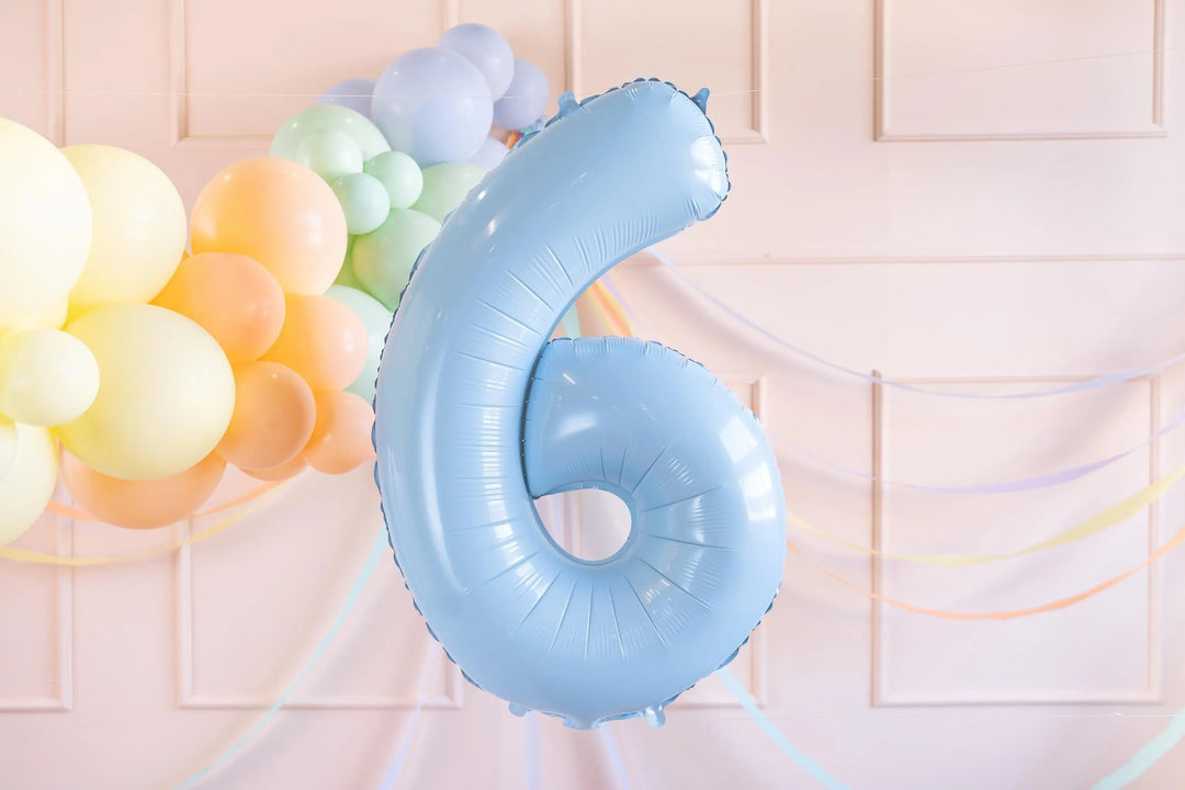 Light blue Number 6 Balloon - Large Baby Blue Foil 6 balloon - Birthday Balloon - Party Decorations - 72cm Balloon - 30" Balloon - Jolie Fete UK