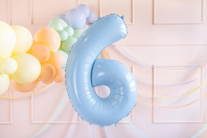 Light blue Number 6 Balloon - Large Baby Blue Foil 6 balloon - Birthday Balloon - Party Decorations - 72cm Balloon - 30" Balloon - Jolie Fete UK