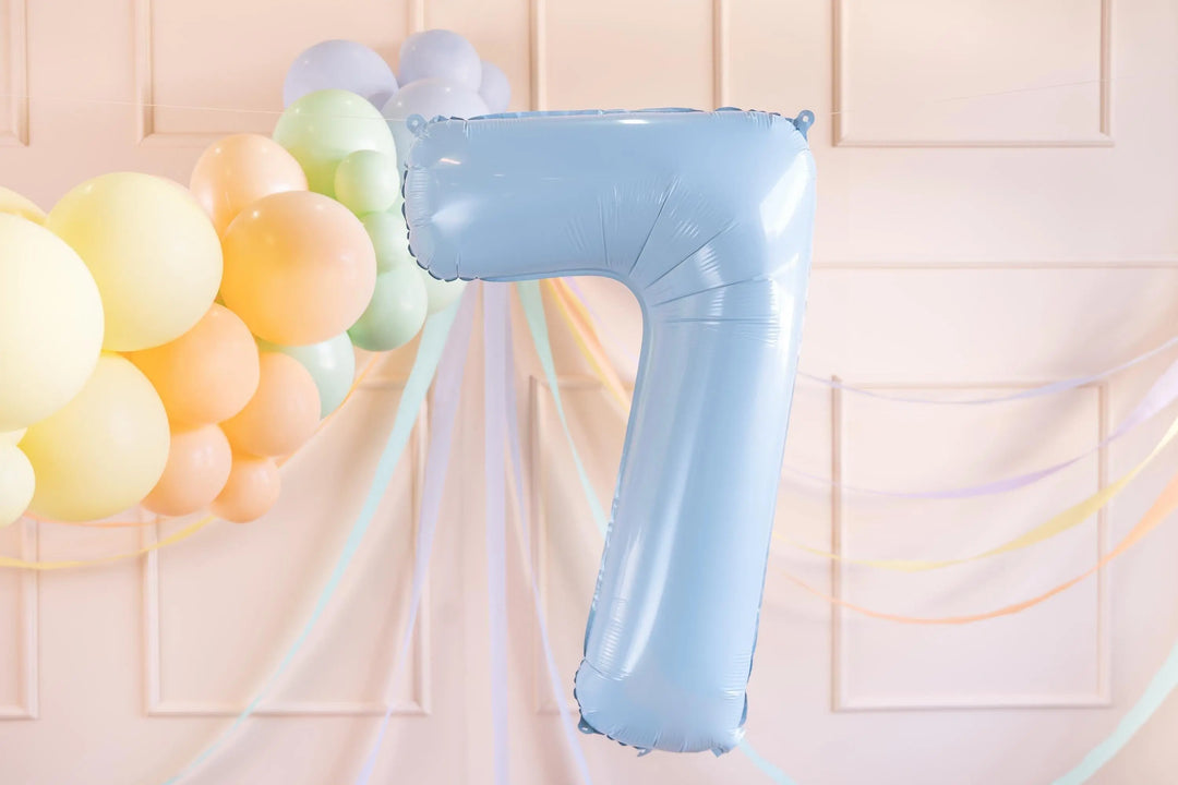 Light Blue Number 7 Balloon - Large Baby Blue Foil 7 balloon - Birthday Balloon - Party Decorations - 72cm Balloon - 30" Balloon - Jolie Fete UK