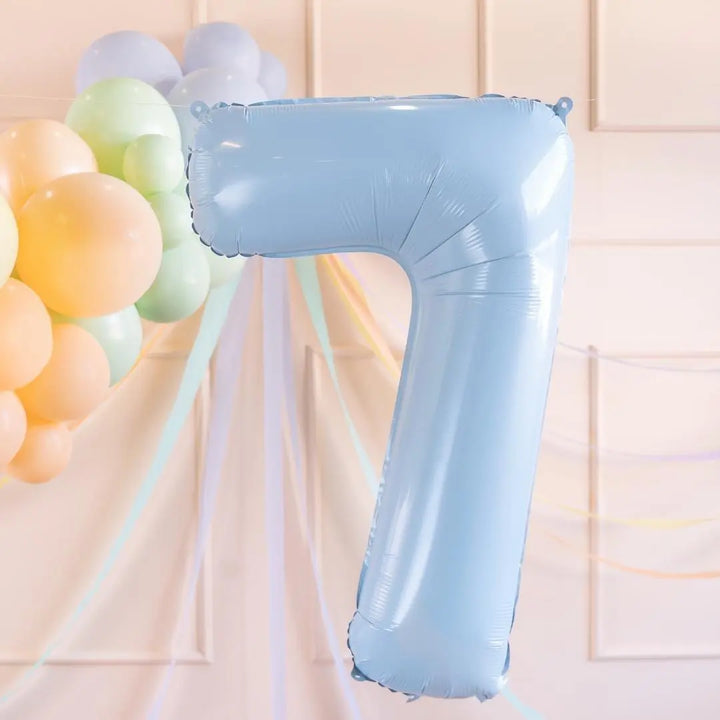 Light Blue Number 7 Balloon - Large Baby Blue Foil 7 balloon - Birthday Balloon - Party Decorations - 72cm Balloon - 30" Balloon - Jolie Fete UK