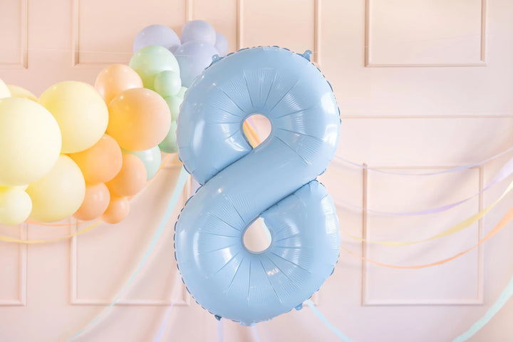 Light Blue Number 8 Balloon - Large Baby Blue Foil 8 balloon - Birthday Balloon - Party Decorations - 72cm Balloon - 30" Balloon - Jolie Fete UK