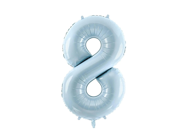 Light Blue Number 8 Balloon - Large Baby Blue Foil 8 balloon - Birthday Balloon - Party Decorations - 72cm Balloon - 30" Balloon - Jolie Fete UK