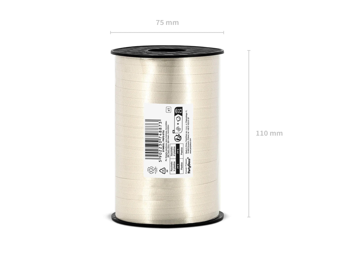 Light Cream Ribbon - Balloon Ribbon - Curling Ribbon - Gift Wrap Ribbon - 225m - Jolie Fete UK