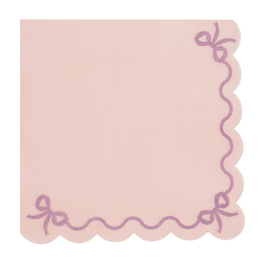 Pastel Pink Napkins - Baby Pink Party Paper Napkins - Light Pink Birthday Party Tableware - Scallop Edge Design - Pack Of 12 - Jolie Fete UK
