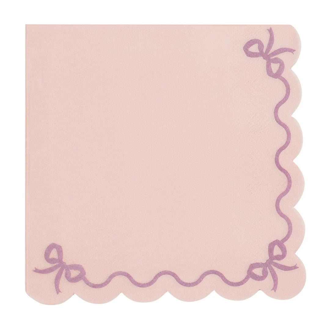 Pastel Pink Napkins - Baby Pink Party Paper Napkins - Light Pink Birthday Party Tableware - Scallop Edge Design - Pack Of 12 - Jolie Fete UK