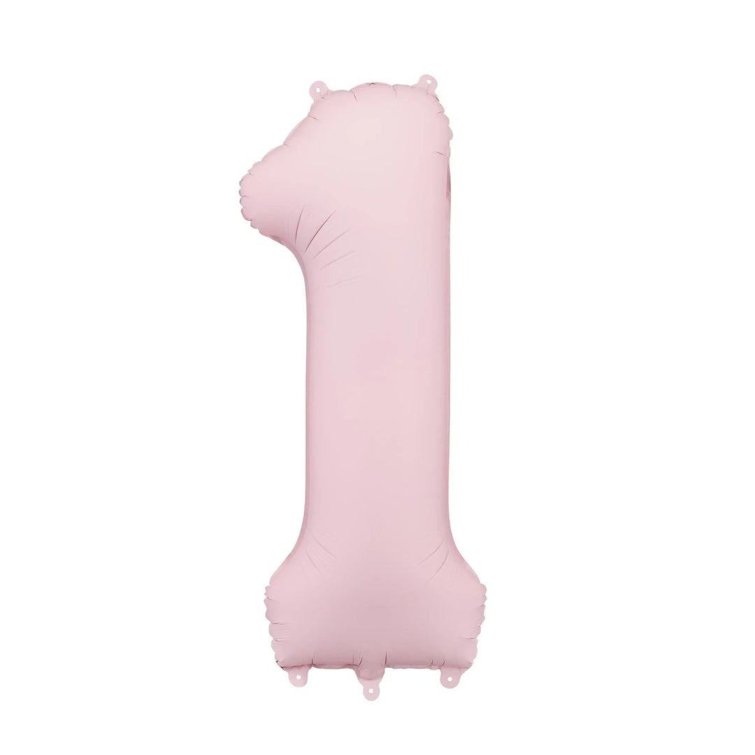 Light Pink Number 1 Balloon 86cm / 34" - Large Pastel Pink Foil Mylar Digit - 1st Birthday Decor - 21st - Anniversary Party Supplies - Jolie Fete UK