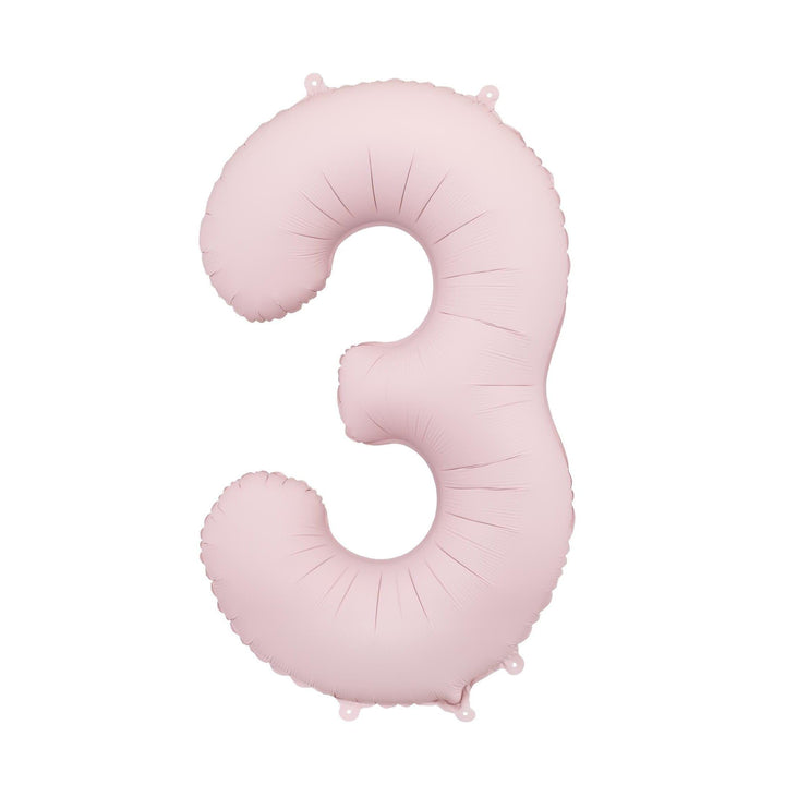 Light Pink Number 3 Balloon 86cm / 34" - Large Pastel Pink Foil Mylar Digit - 3rd Birthday Decor - 30th - Anniversary Party Supplies - Jolie Fete UK