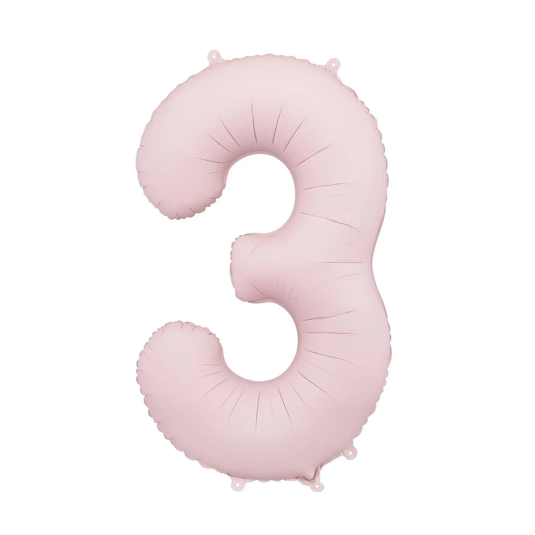Light Pink Number 3 Balloon 86cm / 34" - Large Pastel Pink Foil Mylar Digit - 3rd Birthday Decor - 30th - Anniversary Party Supplies - Jolie Fete UK