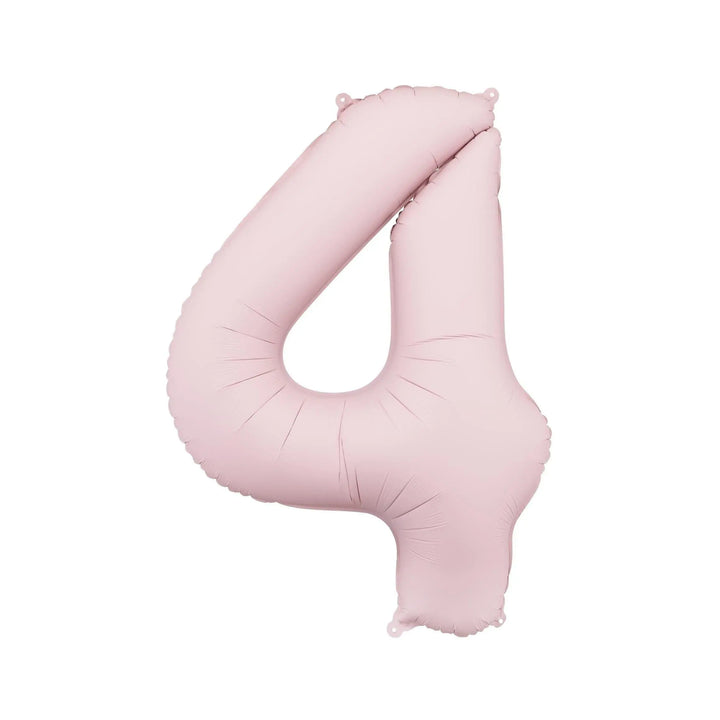 Light Pink Number 4 Balloon 86cm / 34" - Large Pastel Pink Foil Mylar Digit - 4th Birthday Decor - 40th - Anniversary Party Supplies - Jolie Fete UK