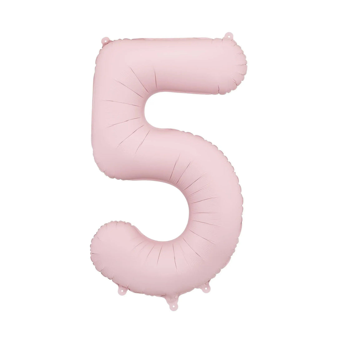 Light Pink Number 5 Balloon 86cm / 34" - Large Pastel Pink Foil Mylar Digit - 5th Birthday Decor - 50th - Anniversary Party Supplies - Jolie Fete UK